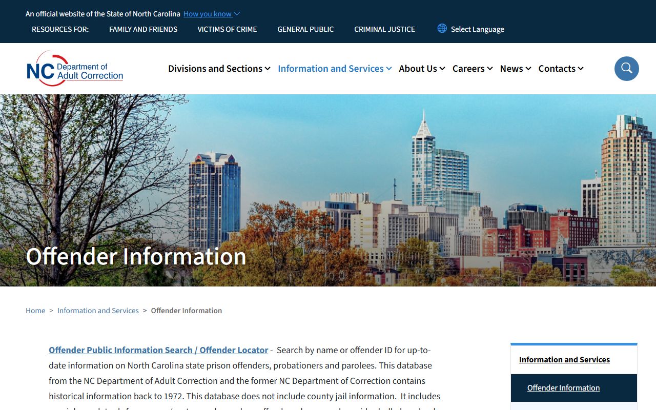 Watauga County inmate population NCDAC offender search page