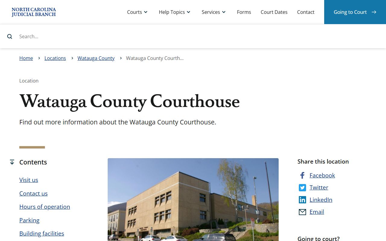 Watauga County court records after jail arrest courthouse page